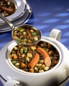 Lentil stew with Vienna sausages
