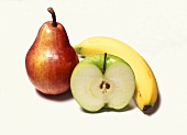 Stillleben mit Birne, Apfel und Banane