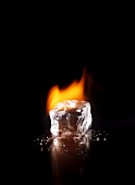 Ice cubes with flame