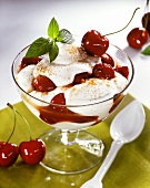 Creamy quark mousse with cherries and ginger