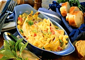 Chicory and pasta bake with raclette cheese