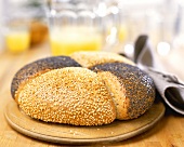 Round sesame and poppy seed loaf