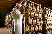 Air-dried ham in maturing room