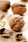 Walnuts and empty walnut shells