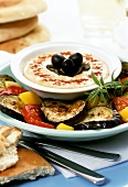 Hummus with grilled vegetables