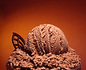 Chocolate ice cream with chocolate decoration