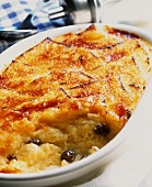 English bread and butter pudding with raisins