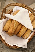 Baguettes with bread basket