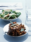 Sweet potato and chanterelle timbale with salad