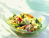 Vegetable salad with mangetouts and Romanesco