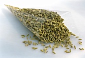Fennel seeds in cellophane bag