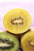 Yellow and green kiwi fruits