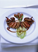 Bresse pigeon with fennel and dates