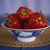 Red peppers in Asian bowl