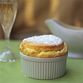 Vanilla soufflé with icing sugar