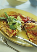 Tortilla with peppers, with salad garnish