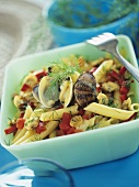 Penne with clams and peppers