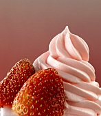 Fresh strawberries with strawberry cream
