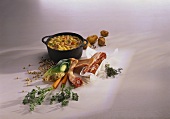 Pomeranian pea soup with pork and potatoes