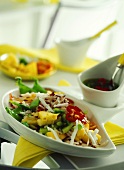 Rice salad with pineapple, vegetables and coconut