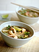 Seafood soup with noodles and limes (Asia)