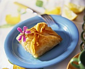 Sweet filo pastry turnover with honey sauce
