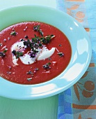 Tomato soup with sour cream and herbs