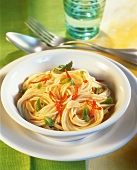 Spaghetti with chili, garlic and mint