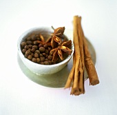 Pimento berries, star anise and cinnamon sticks