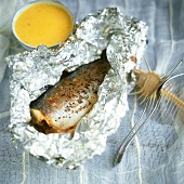 Stuffed trout in aluminium foil