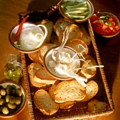 Crostini with various ingredients