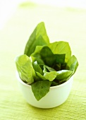 Basil leaves in small bowl