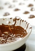 Melted chocolate in dish