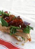 Open sandwich with pork and beetroot