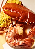 Cooked lobster with shrimp and sweetcorn