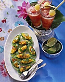 Cucumber boats with mango salad; melon cocktail (Thailand)
