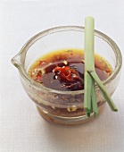 Barbecue marinade: soy sauce, honey, chili, sesame oil & ginger