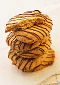 Peanut butter biscuits with chocolate stripes