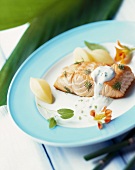 Salmon with sour cream and potatoes