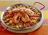 Paella with shrimps and chicken
