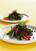 Lentil salad with peppers and green beans