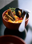 Sweet potato soup with mussels