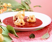 Warm cherry soup with cherries