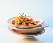 Penne with courgettes and tomato sauce