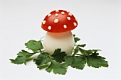Snacks: fly agaric mushroom made from egg and tomato