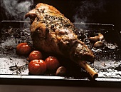 Roast Leg of Lamb with Rosemary, Garlic and Tomatoes