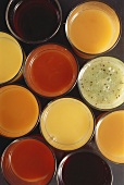 Various fruit and vegetable juices (from above)