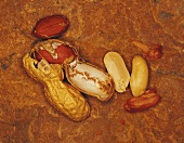 Peanuts on brown background
