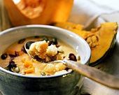Cream of pumpkin soup with croutons