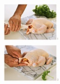 Stuffing chicken using a piping bag